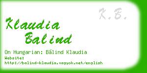 klaudia balind business card
